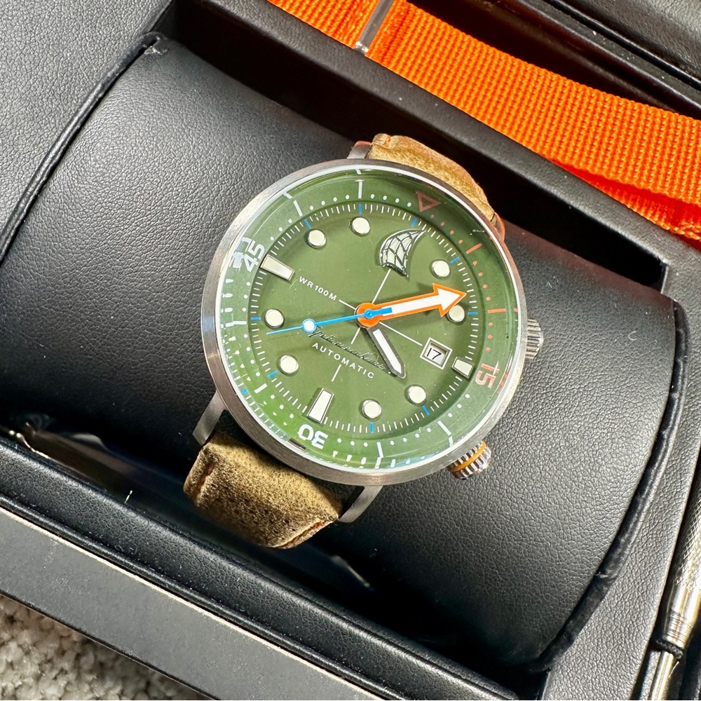 Spinnaker Tavolara Automatic Green Dial Leather Strap and Nato Strap Men's Watch